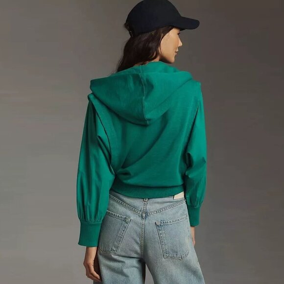 PILCRO By ANTHROPOLOGIE Fabric Mix Hoodie Sweatshirt Oversized Size Small - Picture 2 of 12